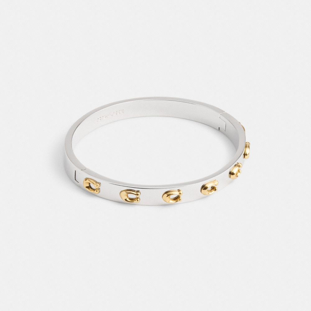COACH®,PEGGED SIGNATURE HINGED BANGLE,enamel,,Front View