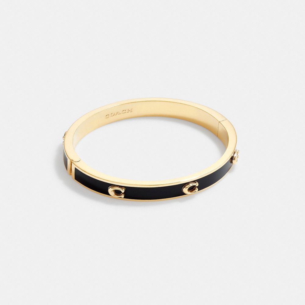 COACH®,PEGGED SIGNATURE HINGED BANGLE,enamel,,Front View