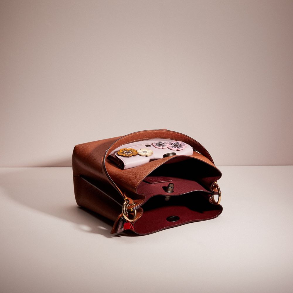 COACH®,Upcrafted Charlie Bucket Bag,Leather,Shoulder Bag,Applique,Color Block,Logo,Day Party,Casual,Brown,Inside View,Top View