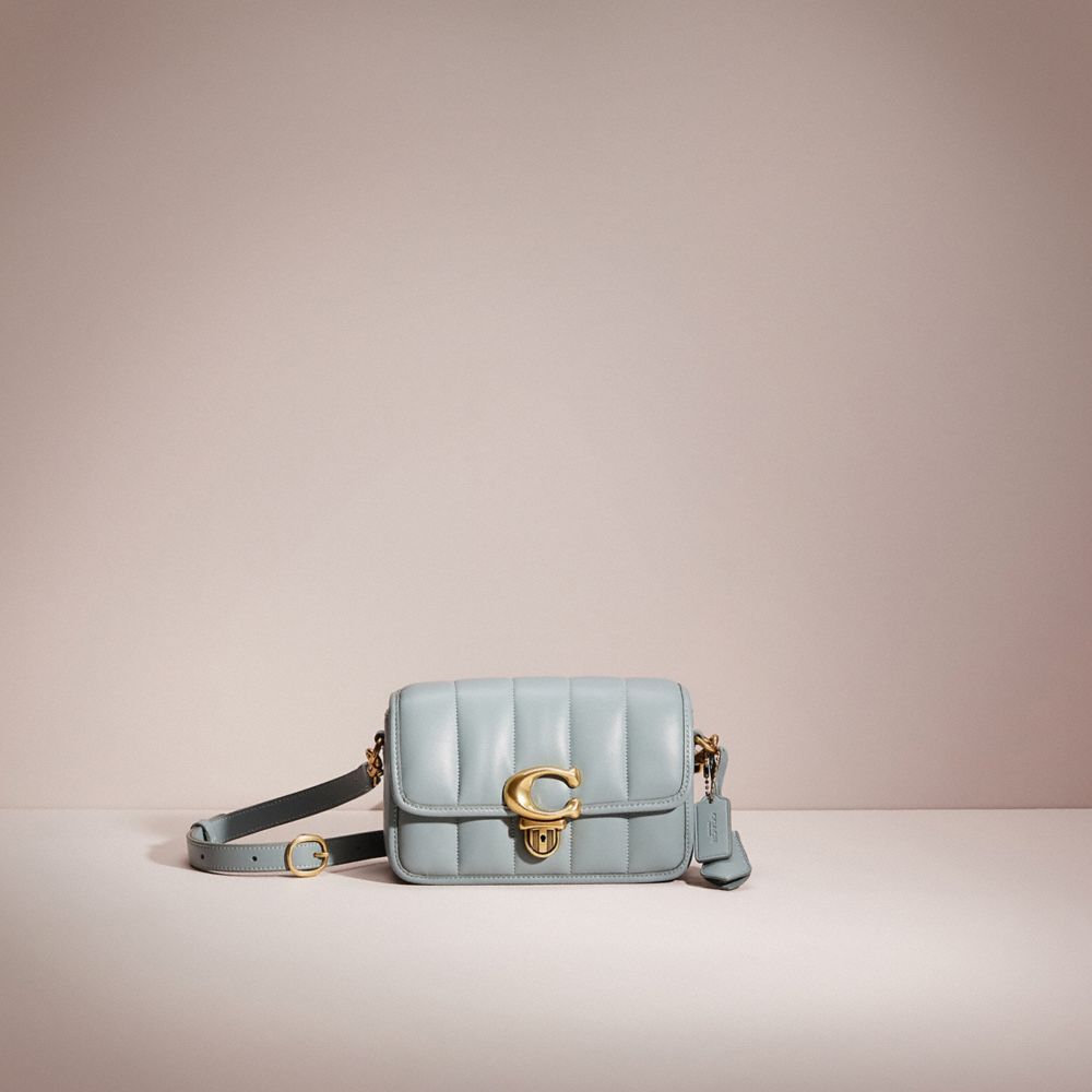 COACH®,Restored Studio Shoulder Bag 19 With Quilting,Leather,Crossbody,Metal,Logo,Gunmetal,Day Party,,Front View