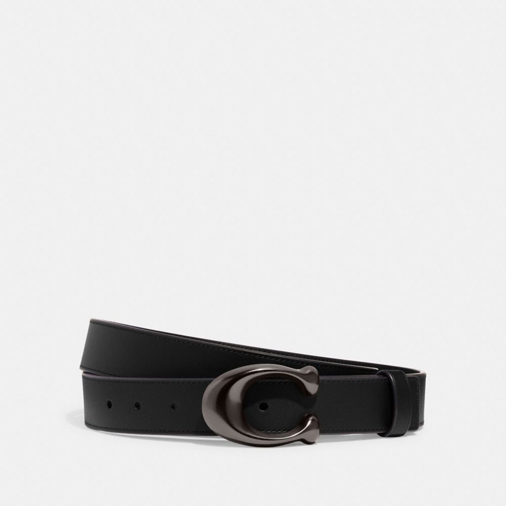 Coach SCULPTED REVERSIBLE BELT - Belt - saddle/black 