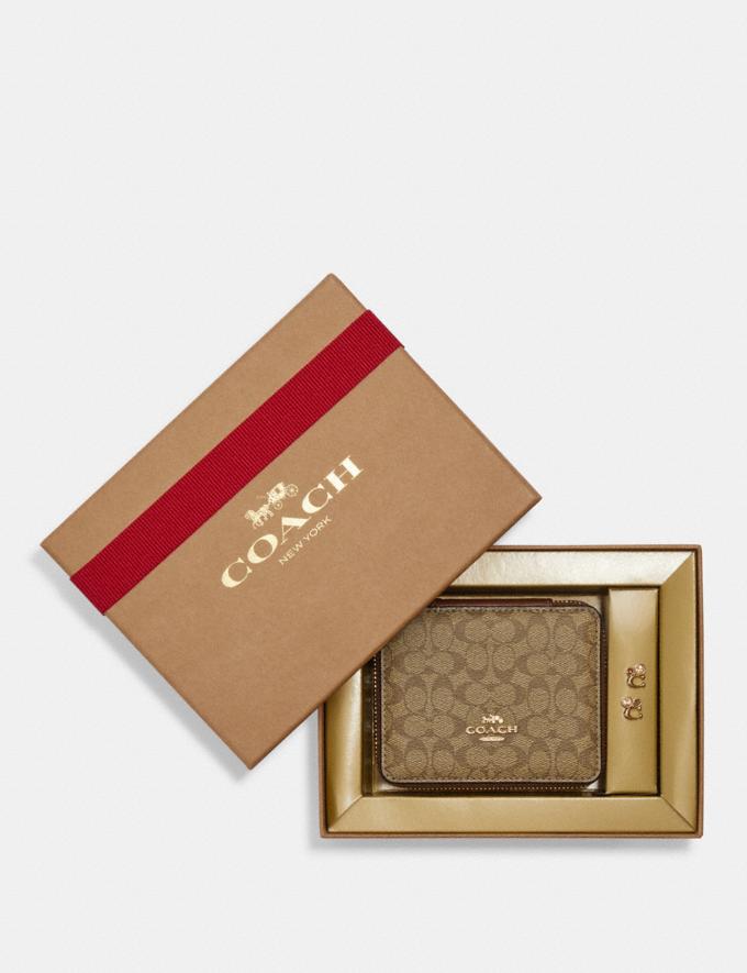 COACH: Boxed Jewelry Box And Earrings Set In Signature Canvas