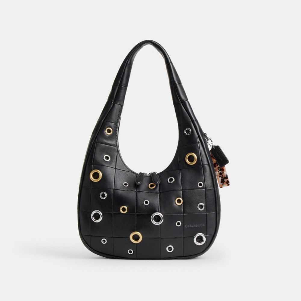 COACH®,Alter/Ego Crescent Shoulder Bag In Upcrafted Leather With Grommets,,Front View