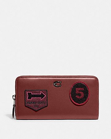 accordion zip wallet with varsity patches