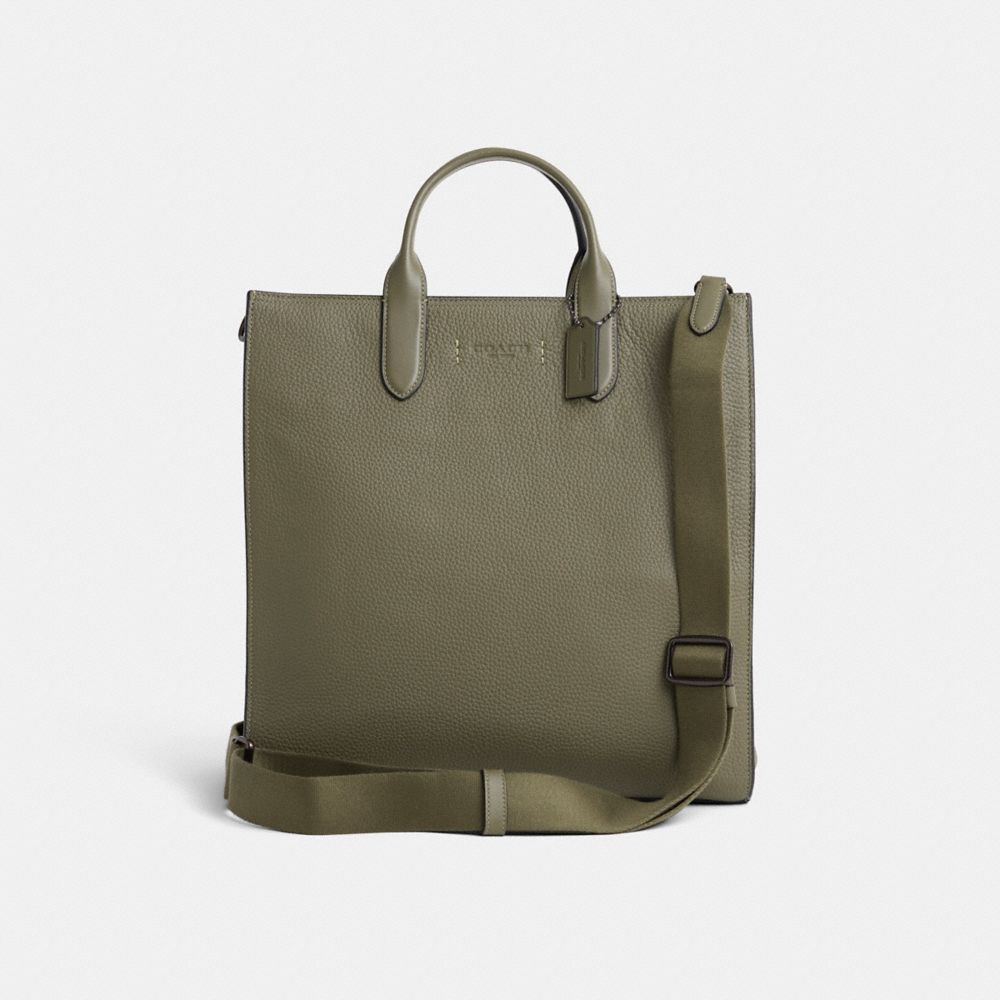 COACH®,Restored Gotham Tall Tote,Leather,Tote,Logo,Embossed,Casual,Olive,Front View