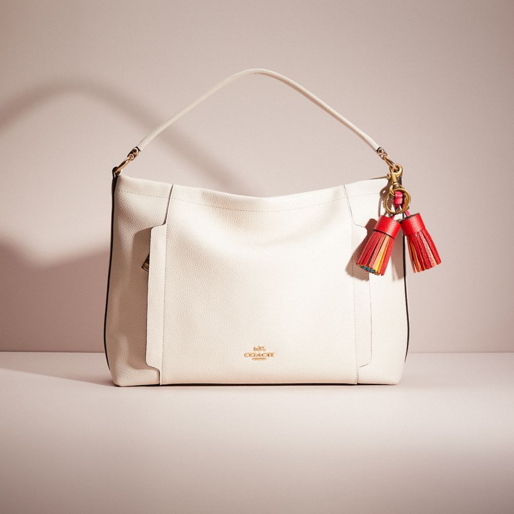 COACH®,Remade Colorblock Tassel Bag Charm,Bag Charm,Logo,Tassel,Casual,Yellow,Angle View