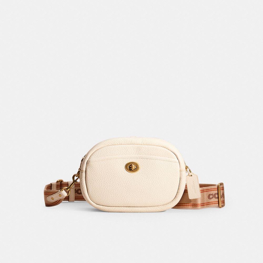 COACH®,Restored Camera Bag,Leather,Camera Bag,No Embellishment,Casual,Cream,Front View