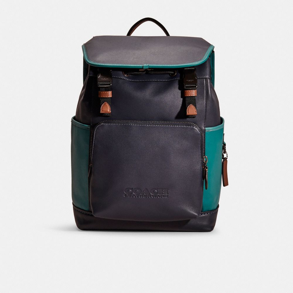 COACH®,RESTORED LEAGUE FLAP BACKPACK IN COLORBLOCK,Refined Calf Leather,Large,Father's day,,Front View