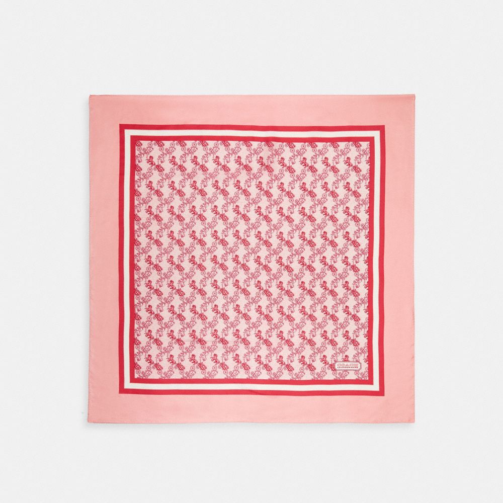 COACH®,Horse And Carriage Print Silk Square Scarf,Silk,Square,Stripe,Casual,Multi Color,Front View