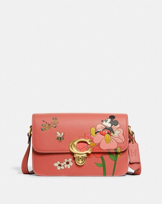 DISNEY X COACH STUDIO SHOULDER BAG WITH MICKEY MOUSE AND FLOWERS