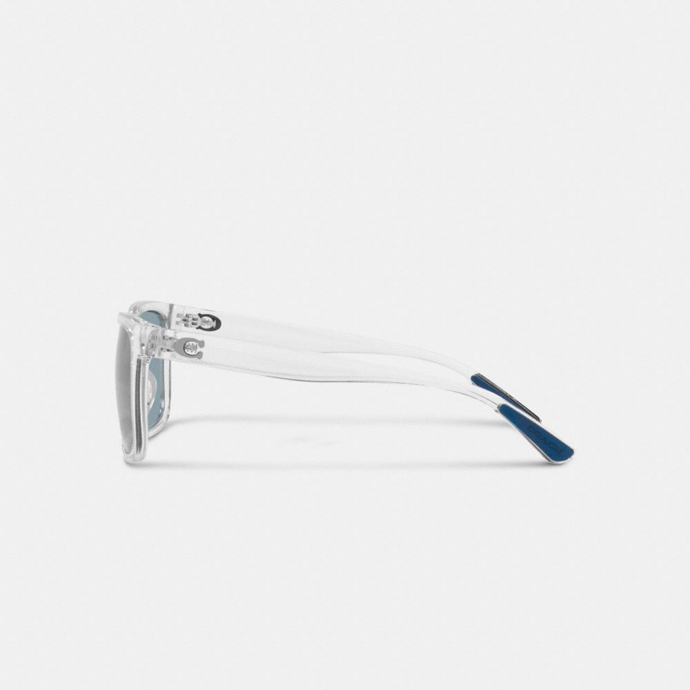 COACH®,Beveled Signature Flat Top Square Sunglasses,Square,Plastic,Metal,Logo,Integrated Nose Pads,Casual,Blue,Alternate View