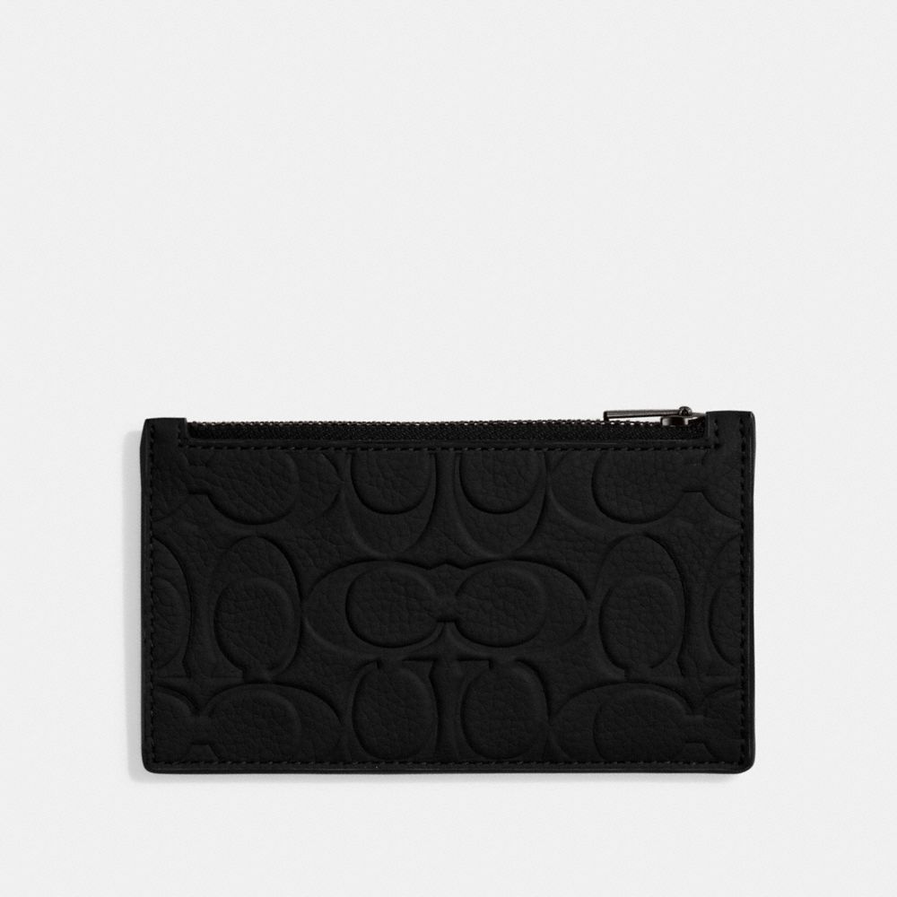 Coach Zip Card Case In Signature Leather In Black