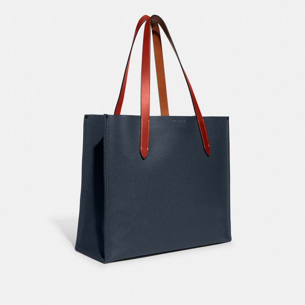 COACH®,Relay Tote Bag,Leather,Tote,Casual,Navy,Angle View