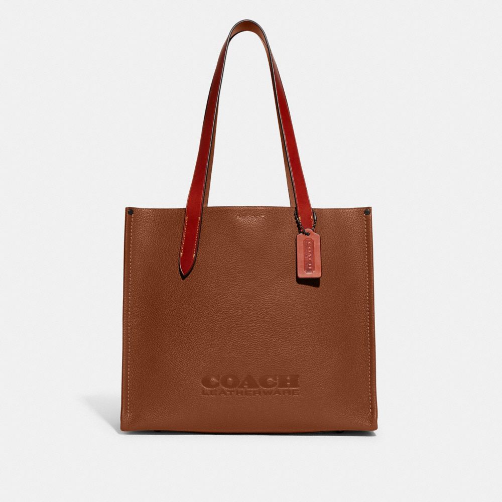 COACH®,Relay Tote Bag 34,Leather,Tote,Logo,Casual,Brown
