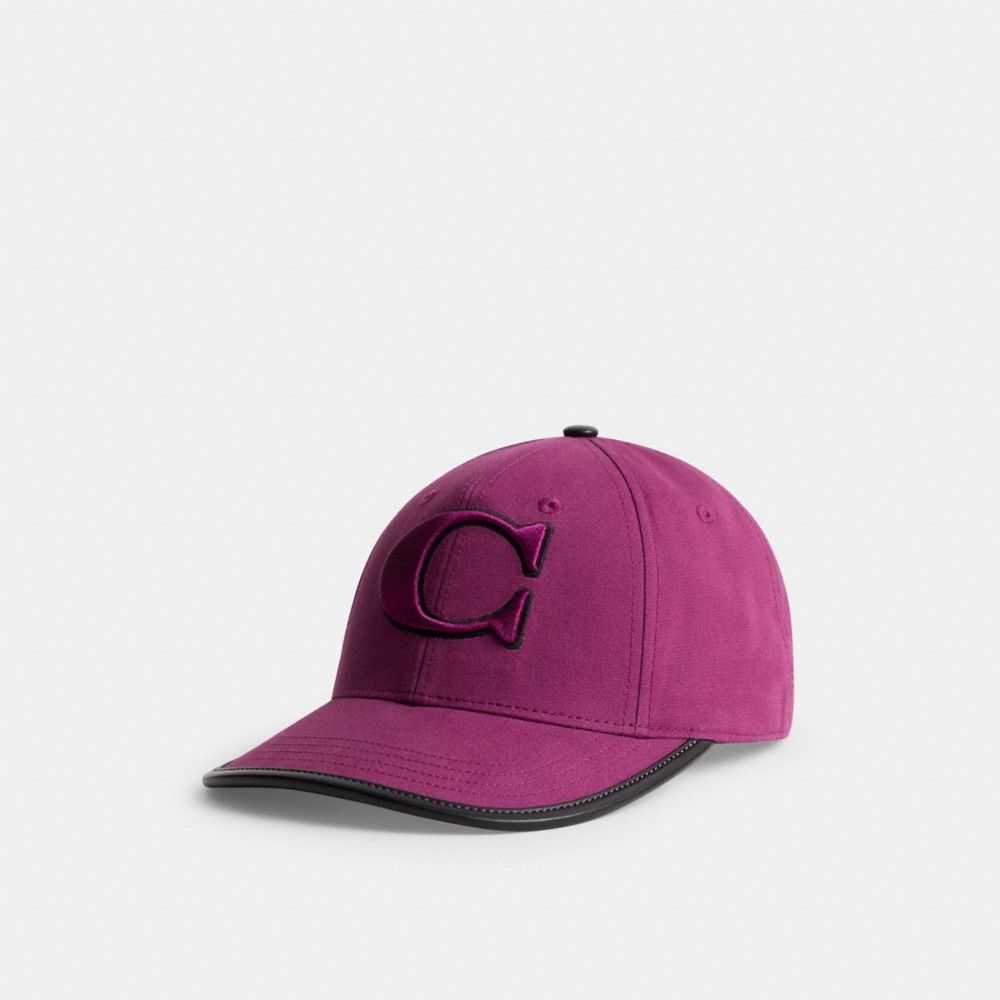 COACH®,Baseball Hat,Leather,Cotton,Baseball Cap,Leather Embellishment,Casual,,Front View