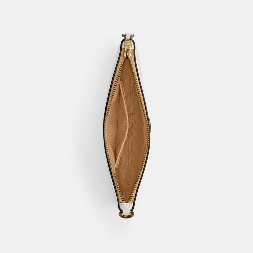 COACH®,Essential Small Wristlet,Leather,Wristlet,Pouch,Faux Leather,Logo,Metal,Embossed,Casual,White,Inside View,Top View