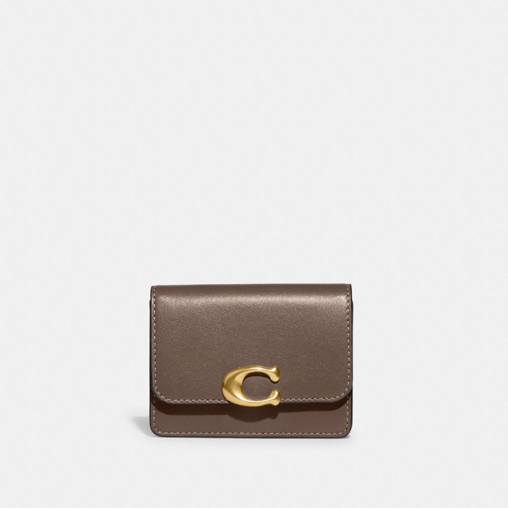 COACH®,Bandit Card Case,Leather,Card Case,Logo,Metal,Casual,Brown,Front View