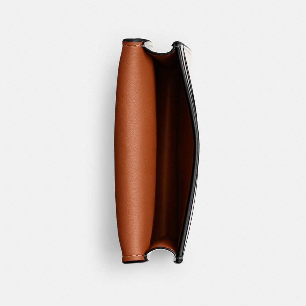 COACH®,Bandit Card Case,Calfskin Leather,Card Case,Bi Fold,Metal,Logo,Casual,White,Inside View,Top View