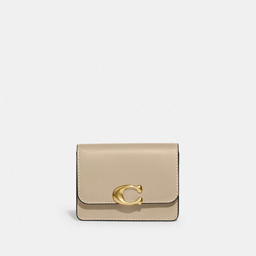 COACH®,Bandit Card Case,Leather,Card Case,Logo,Metal,Casual,Beige,Front View