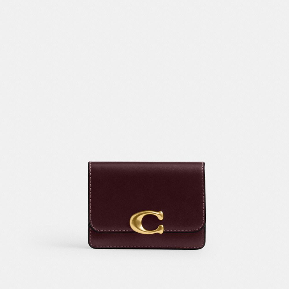 COACH®,Bandit Card Case,Leather,Card Case,Logo,Metal,Casual,Maroon,Front View