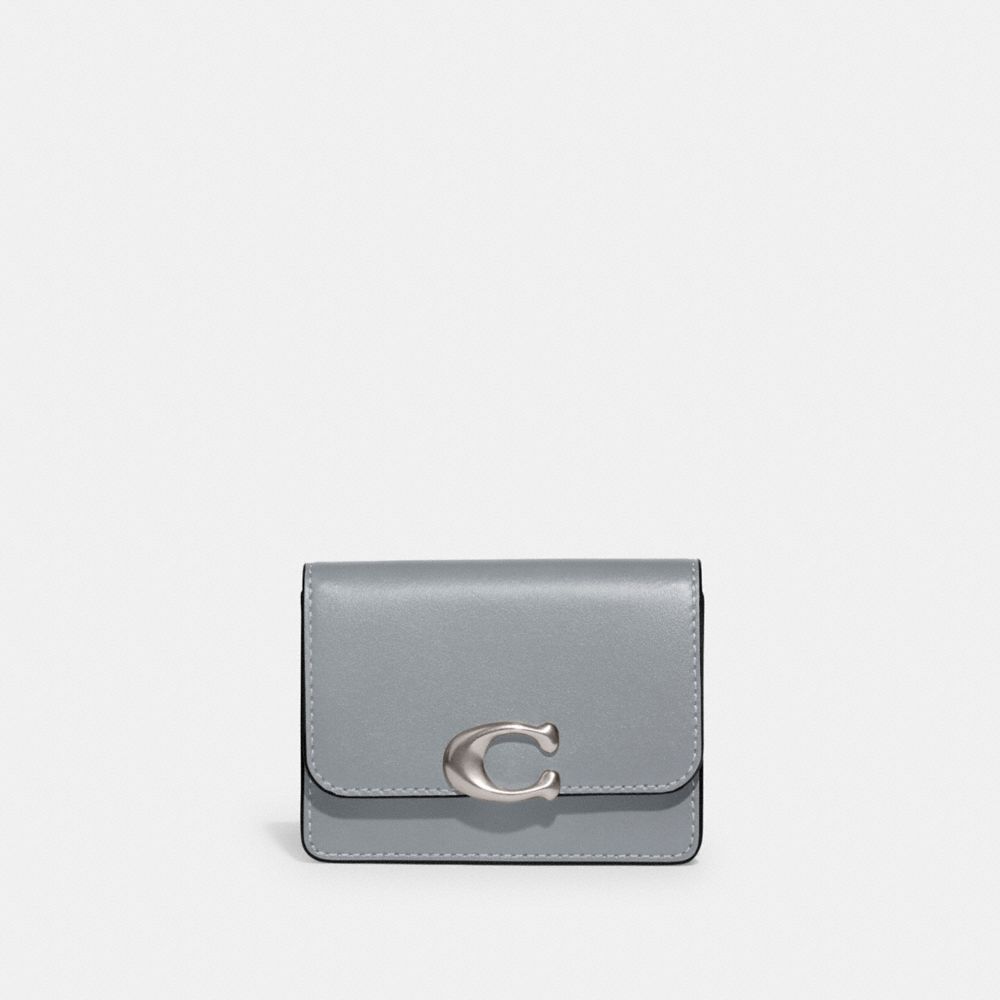 COACH®,Bandit Card Case,Leather,Card Case,Logo,Metal,Casual,Gray,Front View