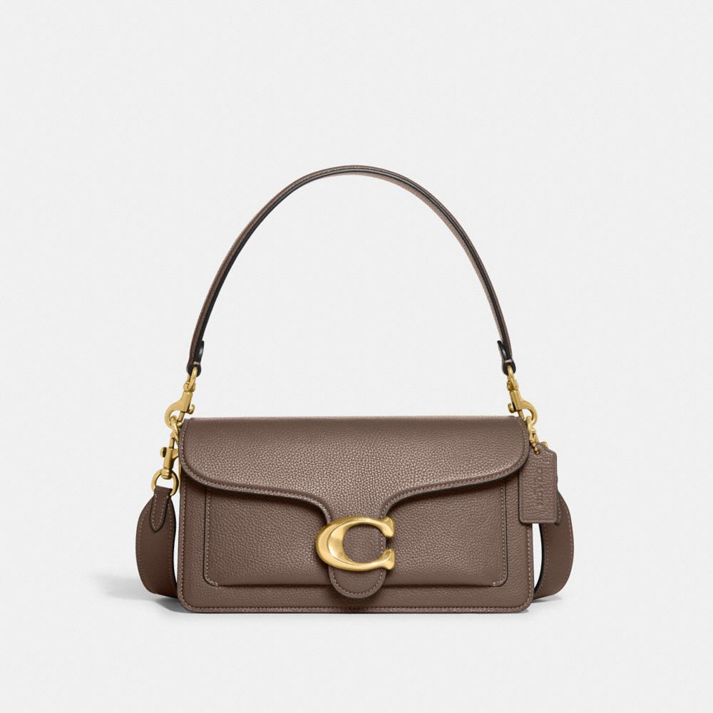 COACH®,Tabby Shoulder Bag 26,Leather,Shoulder Bag,Metal,Logo,Compact,Gold Metal,Day Party,Brown