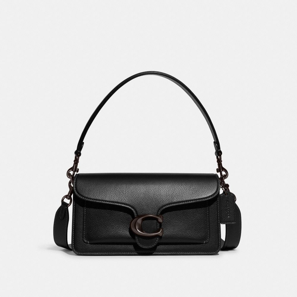 COACH®,Tabby Shoulder Bag 26,Leather,Shoulder Bag,Metal,Logo,Compact,Gold Metal,Day Party,Black