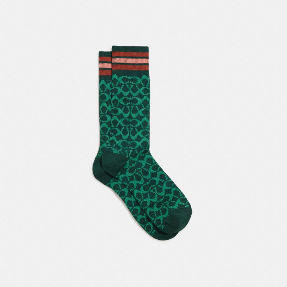 COACH®,Signature Socks,Spandex,Cotton,Polyester,Polyamide,Crew Socks,Stripe,Set,Casual,,Front View