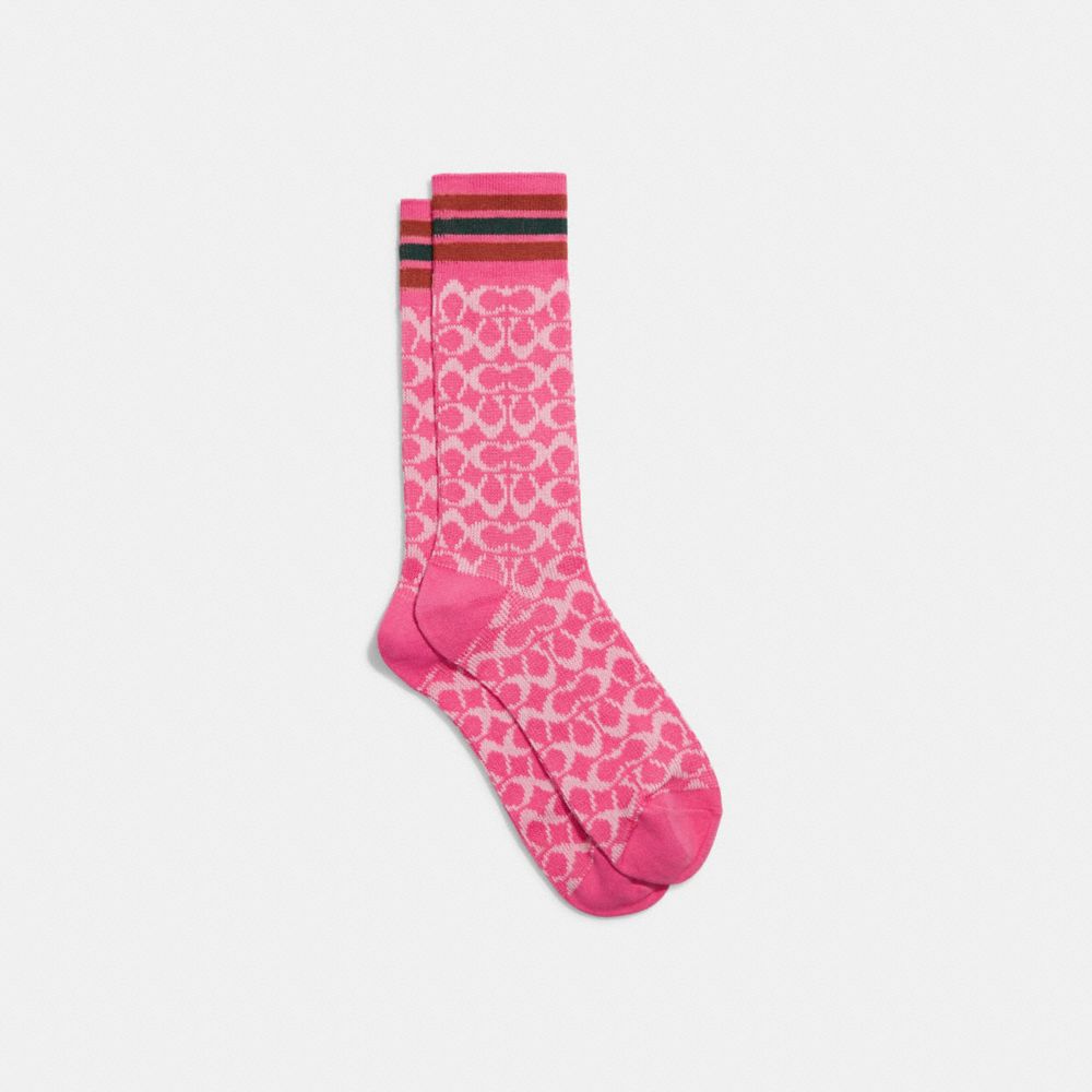 COACH®,Signature Socks,Spandex,Cotton,Polyester,Polyamide,Crew Socks,Stripe,Set,Casual,,Front View