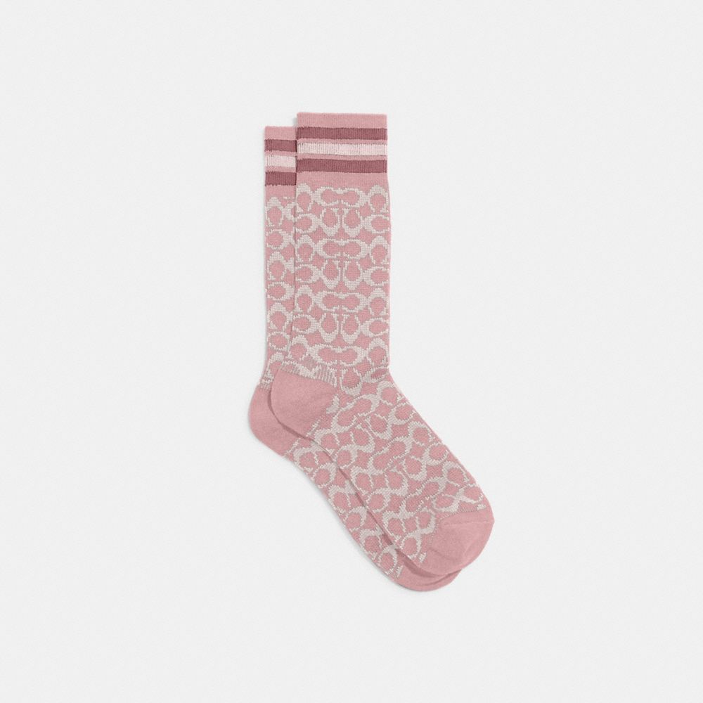 COACH®,Signature Socks,Spandex,Cotton,Polyester,Polyamide,Crew Socks,Stripe,Set,Casual,Multi Color,Front View