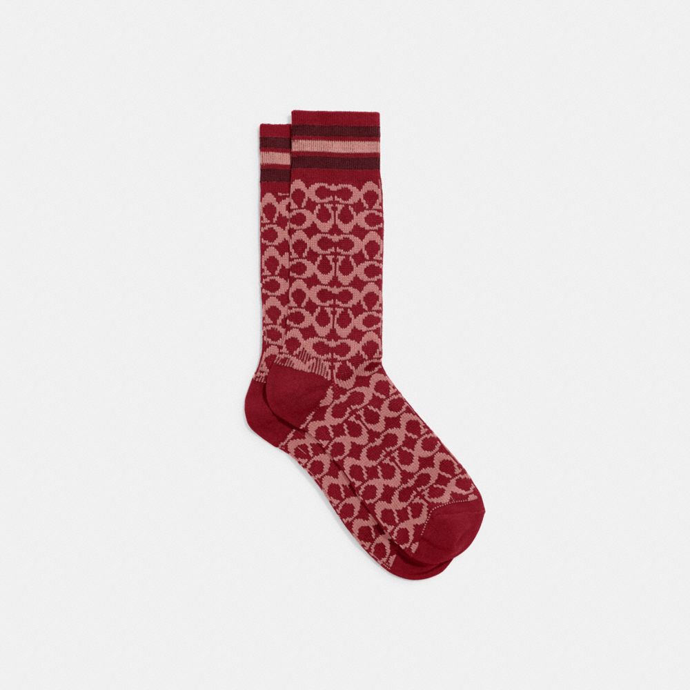 COACH®,Signature Socks,Spandex,Cotton,Polyester,Polyamide,Crew Socks,Stripe,Set,Casual,Multi Color,Front View