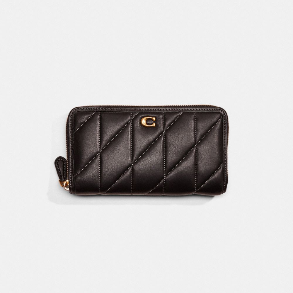 COACH®,RESTORED ACCORDION ZIP WALLET WITH PILLOW QUILTING,Signature Coated Canvas,Mini,,Front View