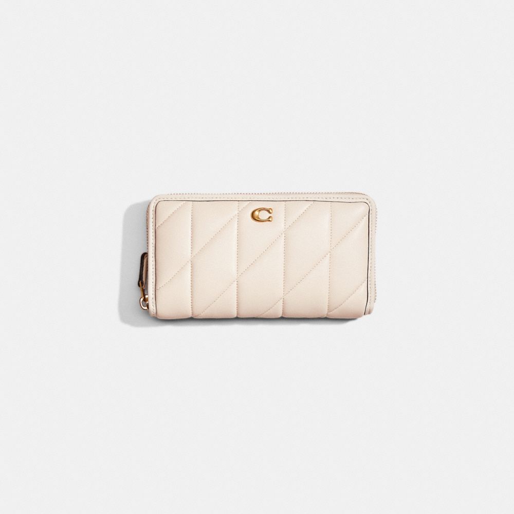 COACH®,RESTORED ACCORDION ZIP WALLET WITH PILLOW QUILTING,Signature Coated Canvas,Mini,,Front View