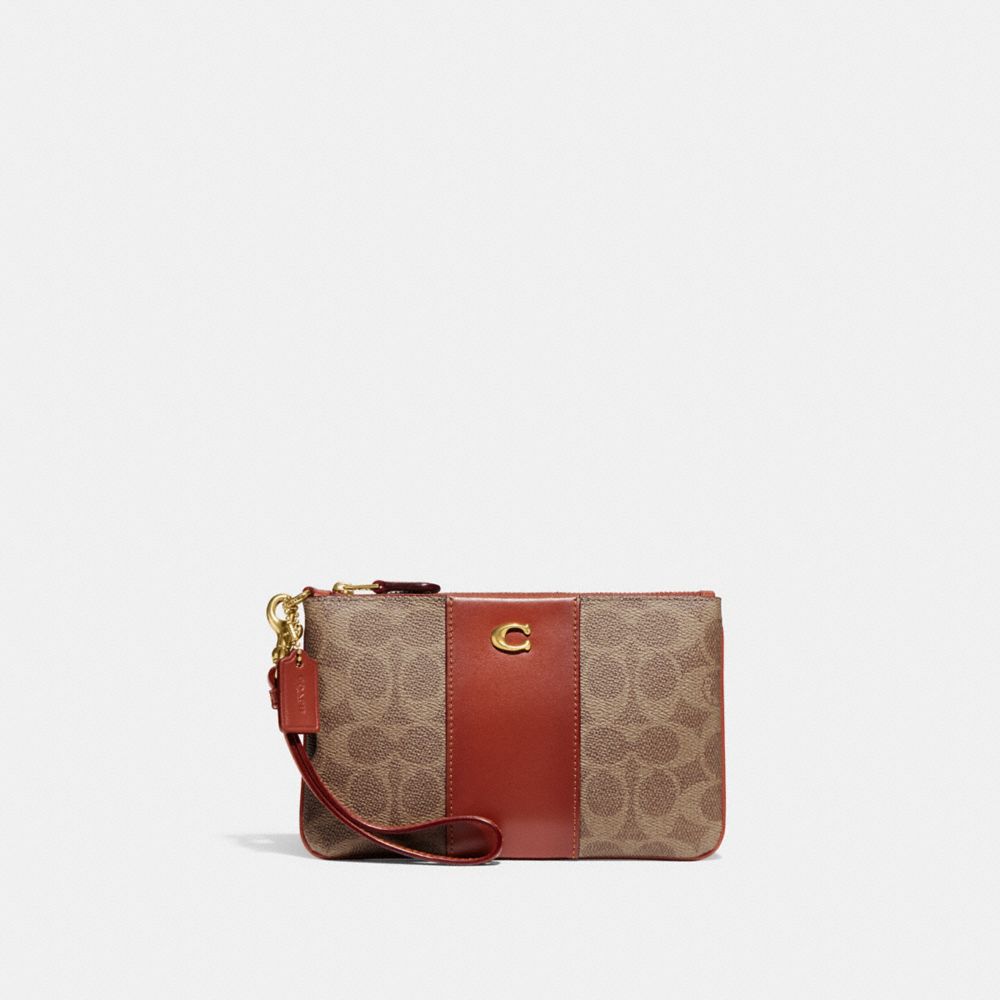 Coach Kleine Tasche Mit Handschlaufe Aus Signature-canvas In Beige/brown/orange