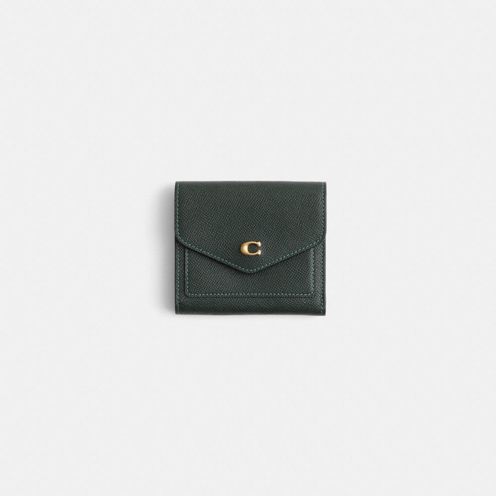 COACH®,Restored Wyn Small Wallet,Coin,Metal,Logo,Scratch Resistant,Casual,Emerald,Front View