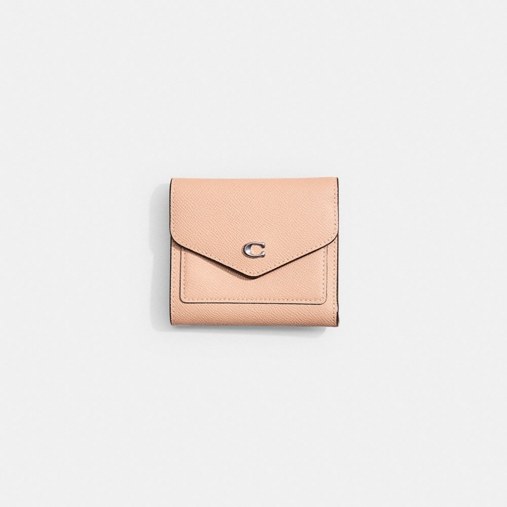 COACH®,Restored Wyn Small Wallet,Coin,Metal,Logo,Scratch Resistant,Casual,Beige,Front View