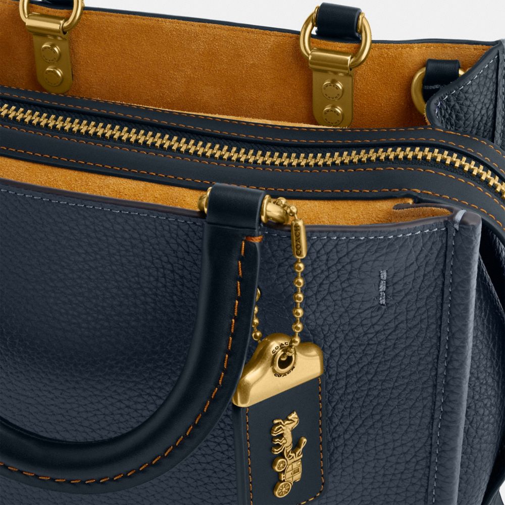 COACH®,Rogue Bag 25 In Regenerative Leather,Leather,Satchel,Logo,Metal,Work,,Closer View