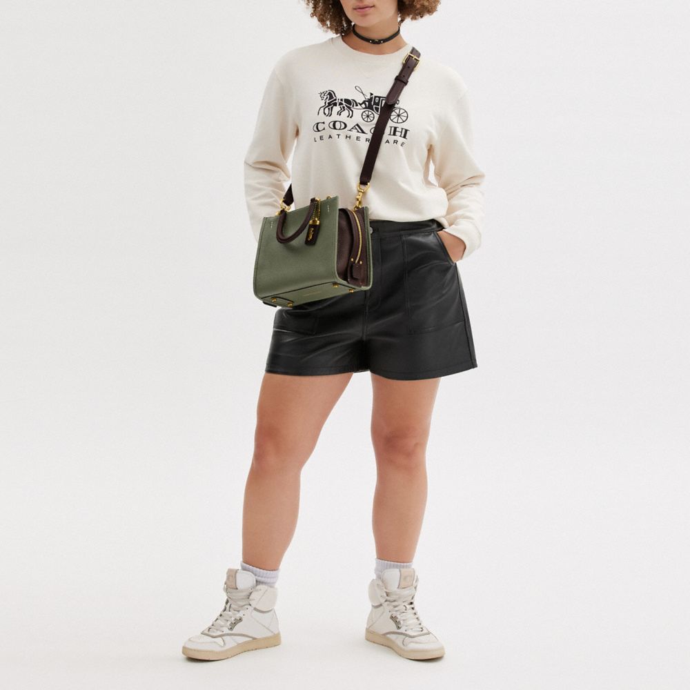 COACH®,Rogue Bag 25 In Regenerative Leather,Leather,Satchel,Logo,Metal,Work,Olive,Scale View