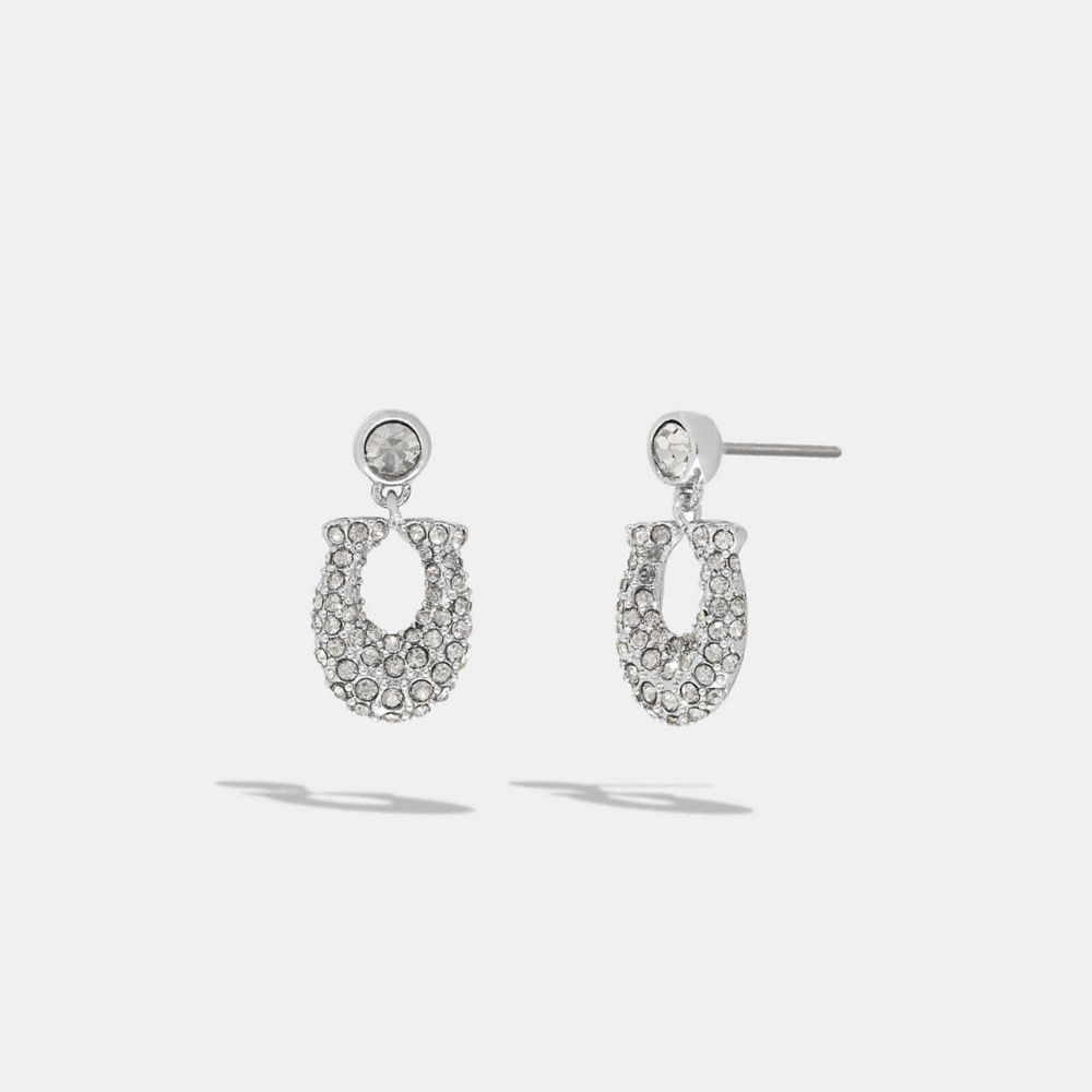 COACH®,SIGNATURE PAVÉ EARRINGS,Plated Brass,,Front View