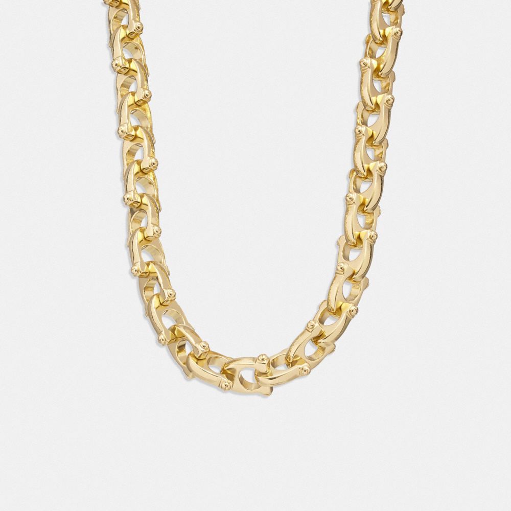 COACH®,CHUNKY SIGNATURE CHAIN LINK NECKLACE,Plated Brass,,Inside View,Top View