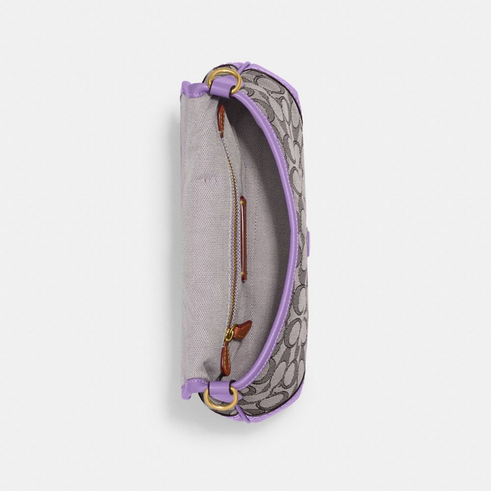 COACH®,Soho Flap Bag In Signature Jacquard,Recycled Polyester,Leather,Canvas,Cotton,Shoulder Bag,Piping,Color Block,Gold M...,,Inside View,Top View
