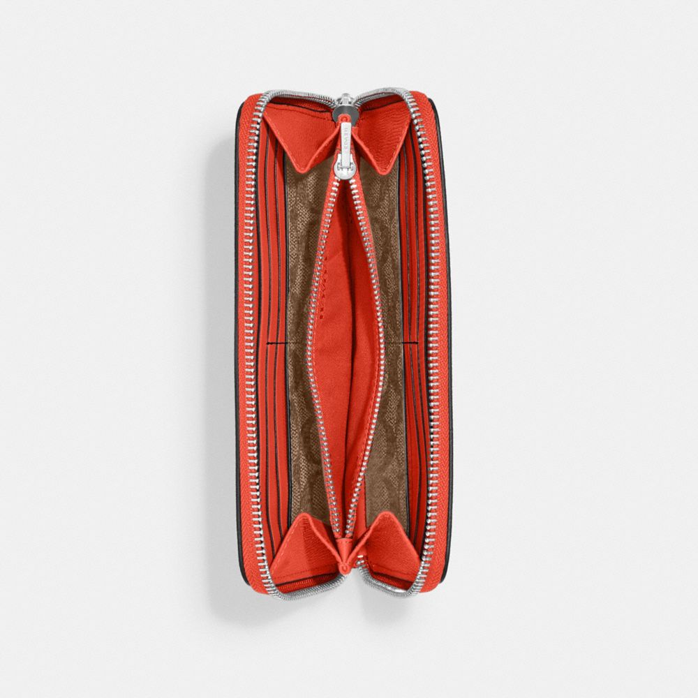 COACH®,Accordion Wallet With Signature Canvas Interior,Canvas,Leather,Bi Fold,Logo,Casual,Orange,Inside View,Top View