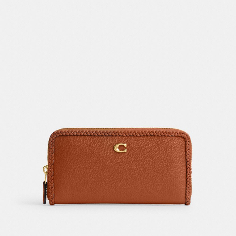 COACH®,ACCORDION ZIP WALLET WITH BRAID,Polished Pebble Leather,,Front View