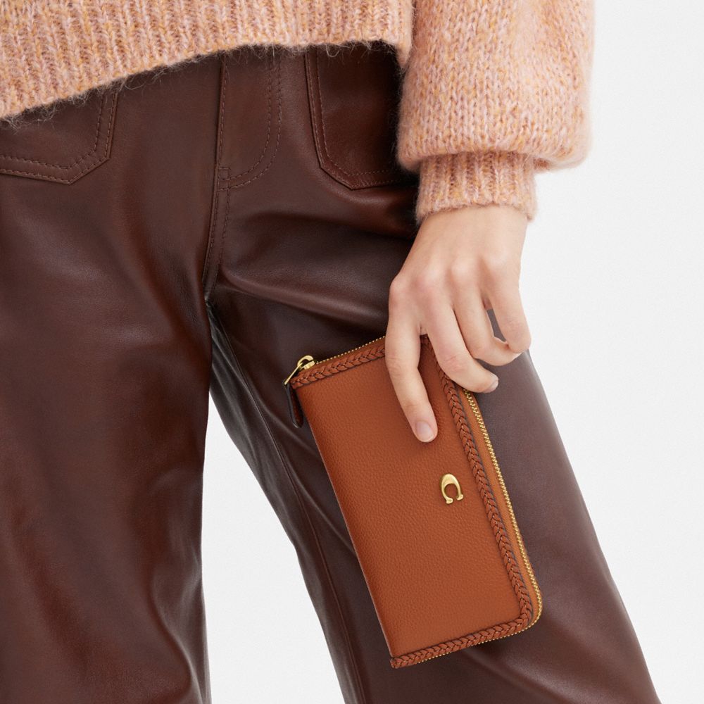 COACH®,ACCORDION ZIP WALLET WITH BRAID,Polished Pebble Leather,,Detail View