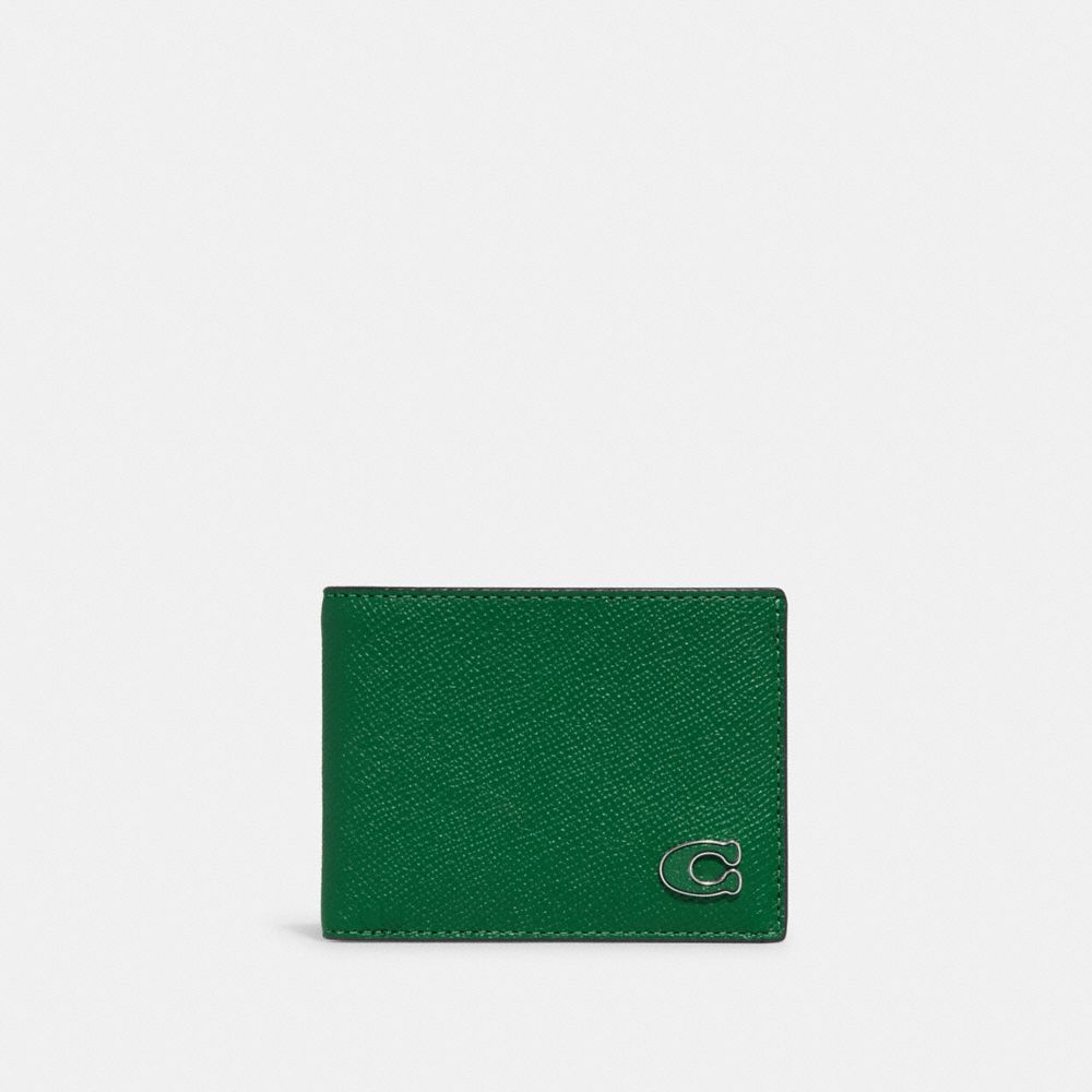 COACH®,Slim Billfold Wallet,Leather,Bi Fold,Logo,Casual,,Front View