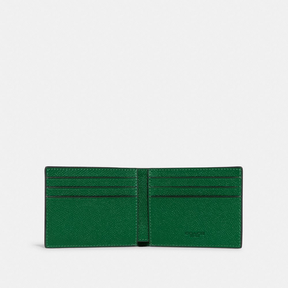 COACH®,Slim Billfold Wallet,Leather,Bi Fold,Logo,Casual,,Inside View,Top View