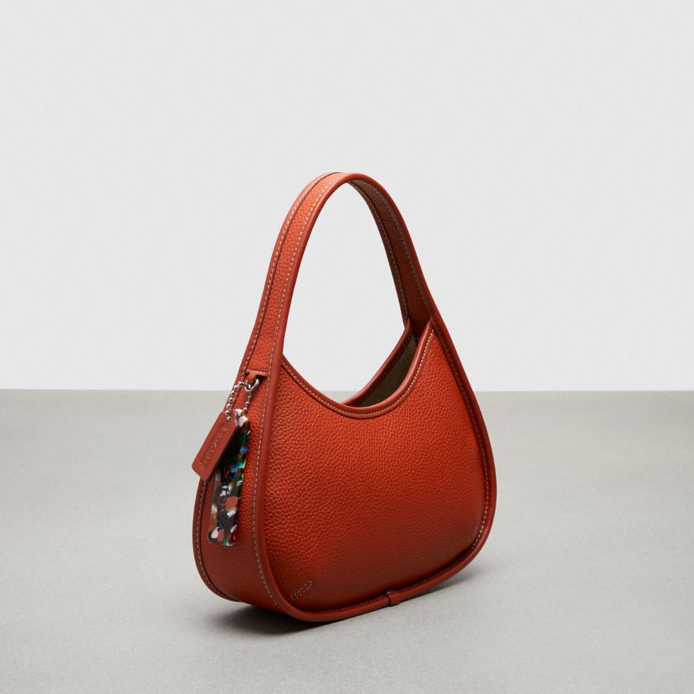 COACH®,Ergo Bag In Coachtopia Leather,Leather,Shoulder Bag,Plastic,Logo,Silver Metal,Casual,Brown,Angle View
