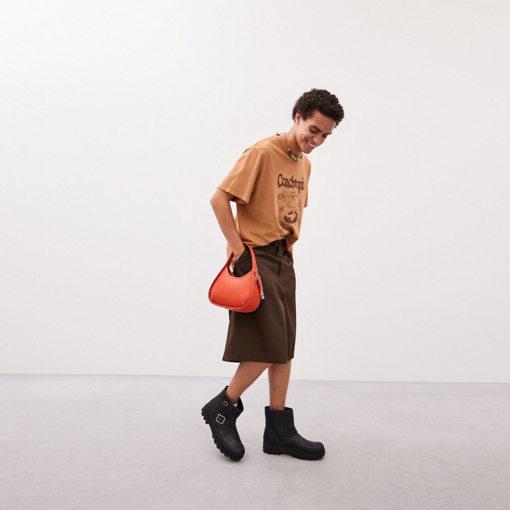 COACH®,Ergo Bag In Coachtopia Leather,Leather,Shoulder Bag,Plastic,Logo,Silver Metal,Casual,Brown,Detail View