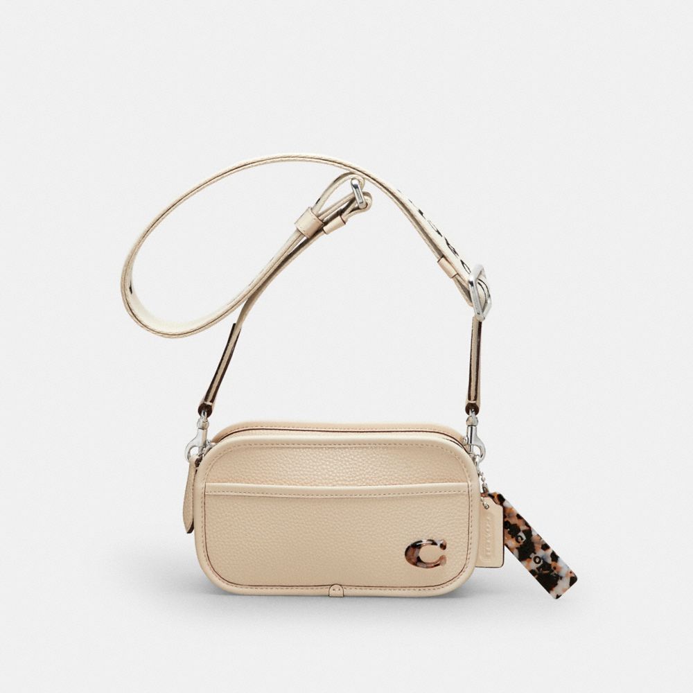 COACH®,Crossbody Belt Bag In Coachtopia Leather,Leather,Recycled Polyester,Crossbody,Plastic,Logo,Metal,Casual,Cream