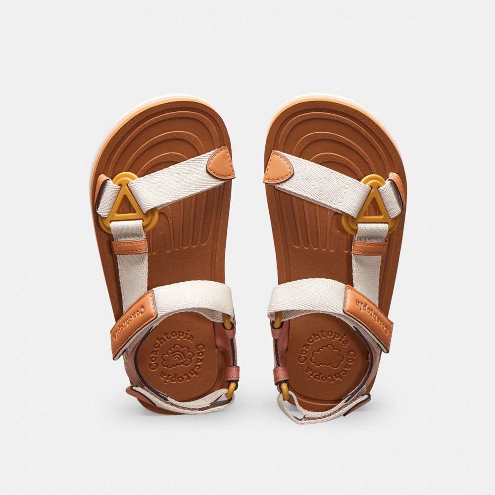COACH®,Strappy Sandal,Coachtopia
					Leather,Canyon/Cloud Multi,Inside View,Top View
